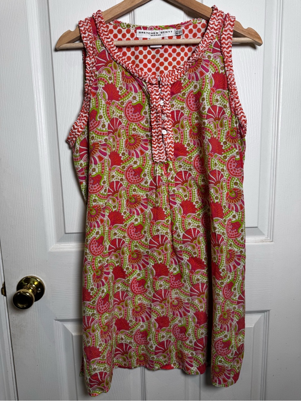 Gretchen Scott Designs Size XL Paisley Print Sleeveless Cotton Dress Pockets